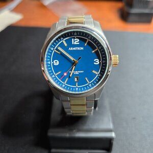 Armitron Two-Tone Blue Dial Watch With Gold Accents
